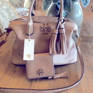 NWT -TORY BURCH - McGraw Slouchy Satchel!! AND Matching wallet.